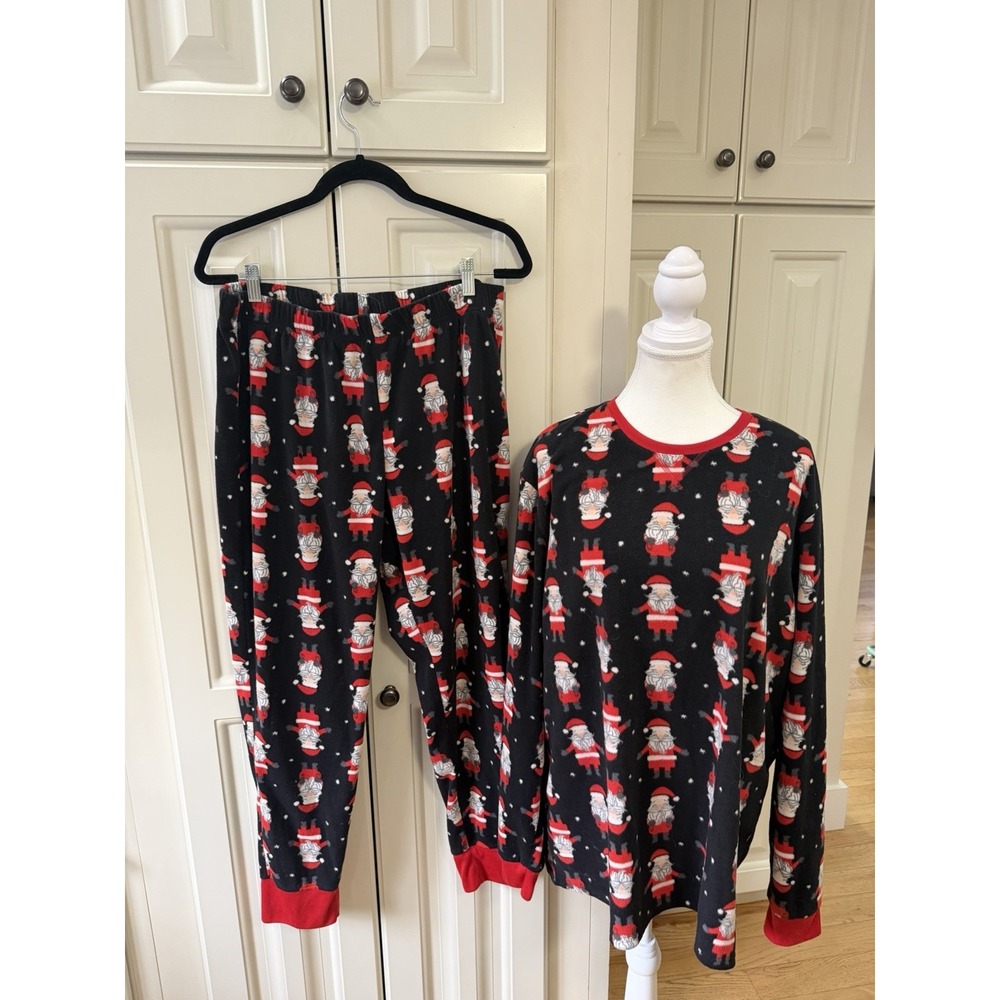 Jammies For Your Families Mens‎ L Santa Claus Fleece Pajama Set Holiday Cozy